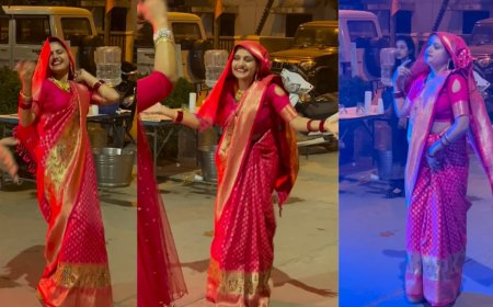 Desi Bhabhi Dance Video:  लाल साड़ी में देसी भाभी ने लगाया ठुमका, लोगों ने कमेन्ट में लिखी ये बात 