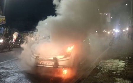 Jabalpur News : बीच रास्ते  धू-धू कर जलने लगी SUV कार,  दमकल की गाड़ियों ने बुझाई आग