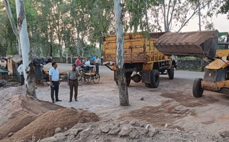 Guna News Today: कैंट अशोनगर रोड पर अवैध फड़ो से 2 डंपर भसुआ, 1 डंपर गिट्टी जप्त