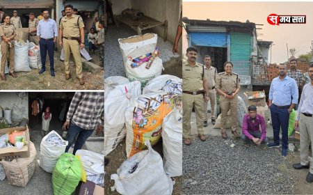 MP Guna News: ग्राम पीपलखेड़ी में दबिश देकर भारी मात्रा में अवैध पटाखे किये गये जब्त