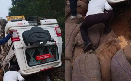 Guna News Today: जमीन का विवाद सुलझाने गए तहसीलदार की गाड़ी पर ट्रक पलटा