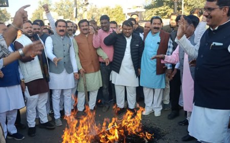 भाजपा युवा मोर्चा के नेतृत्व में कांग्रेस के राष्ट्रीय अध्यक्ष खड़गे का किया गया पुतला दहन